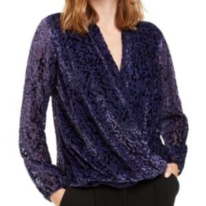 Alfani Petite Velvet Burnout Blouse, Size PL.